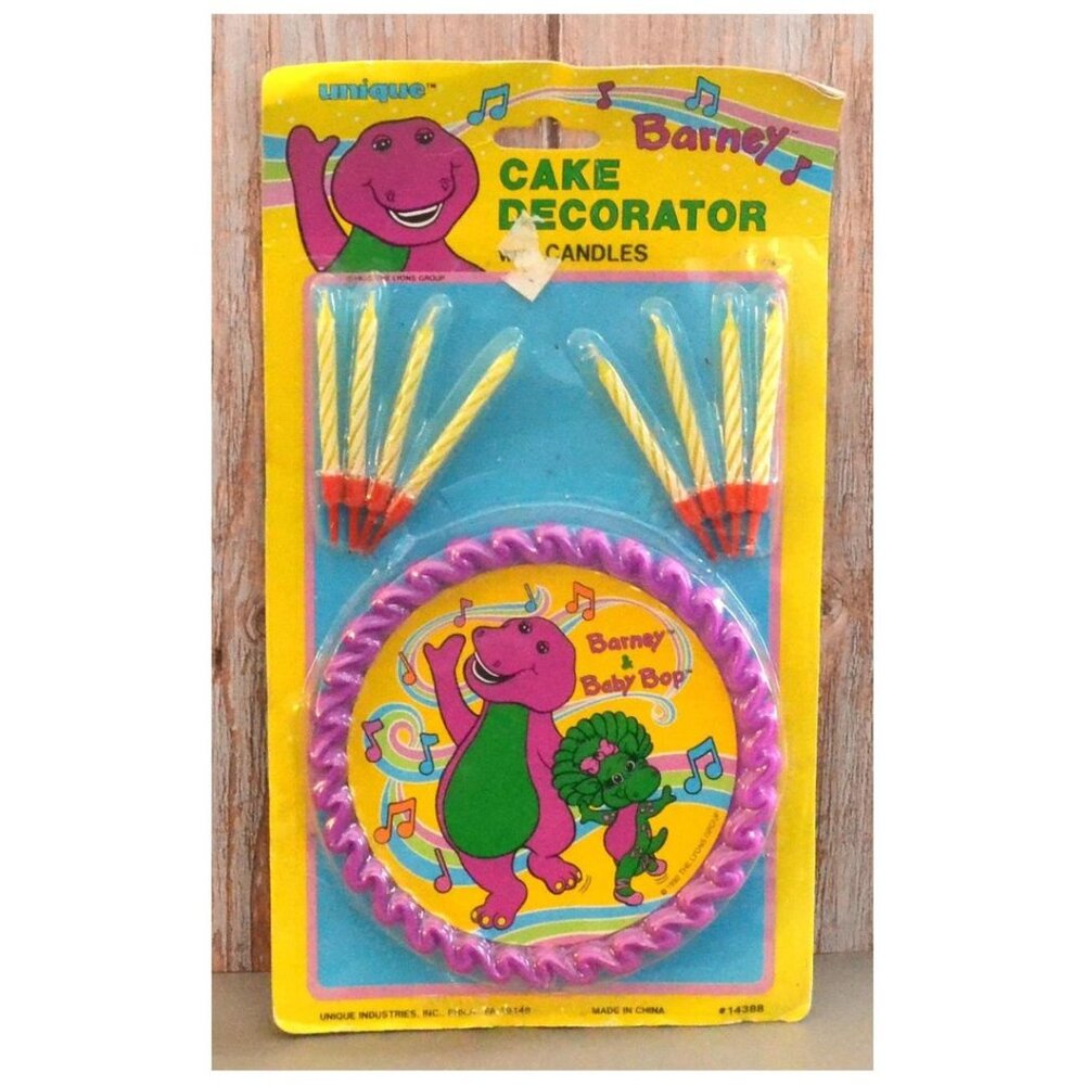 Vintage Barney Cake Decorator NOS With 8 Candles Unopened Package